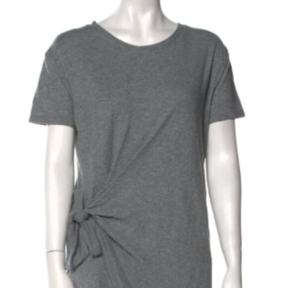 Vince Scoop Neck Grey T-Shirt Dress – Side Tie, Size Large - Picture 10 of 10